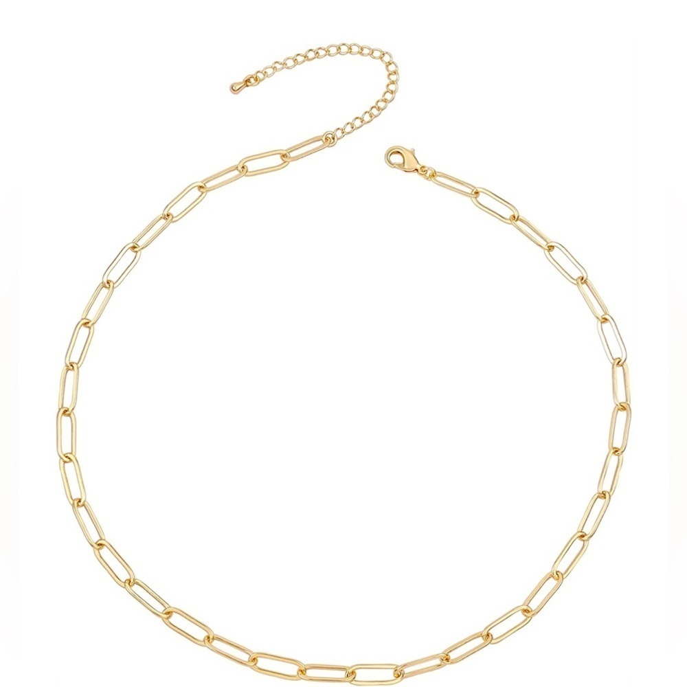 Gold Plated Paper Clip Adjustable Necklace